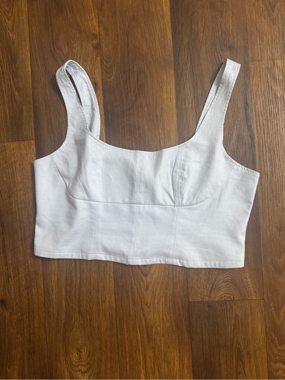 Women’s Linen Square-Neck Crop Tank Top